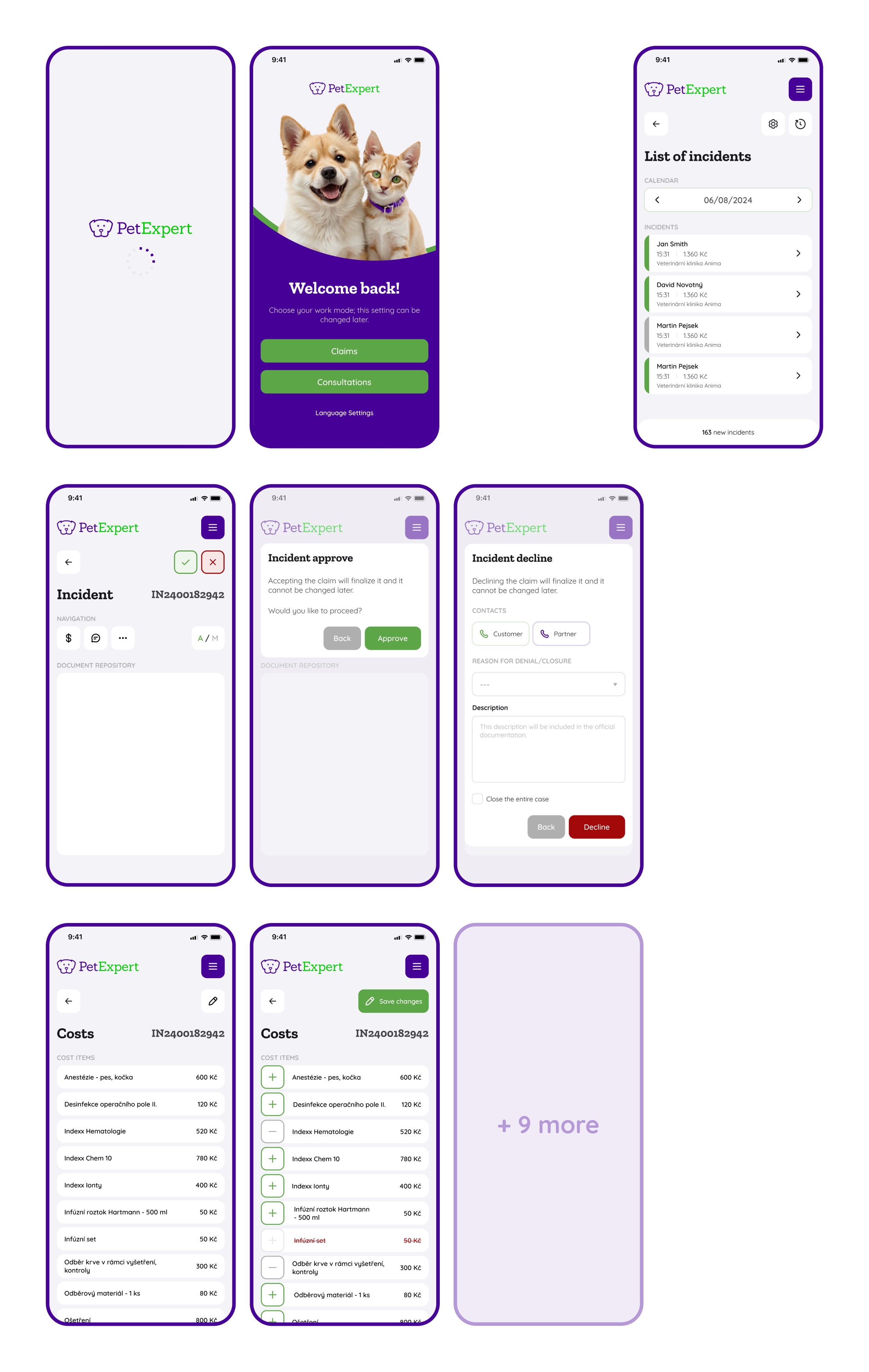 Pet Expert - phone screens